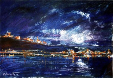 Painting titled "Budapest desde el r…" by Pepe Madrid, Original Artwork