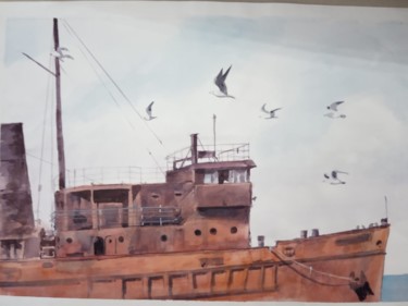 Painting titled "Barco1.jpg" by Jose Luis Castro Molina, Original Artwork, Watercolor