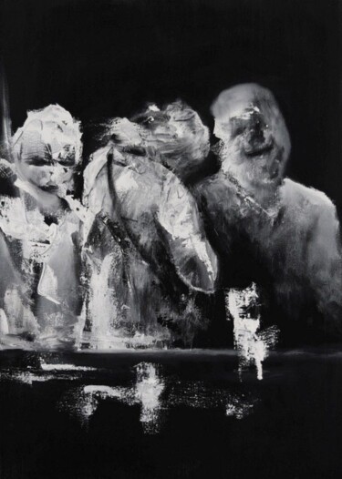 Peinture intitulée "Barflies" par Pepijn Simon, Œuvre d'art originale, Huile