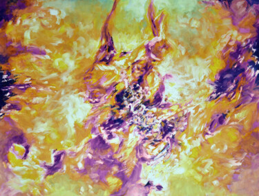 Painting titled "YELLOW ABSTRACT" by Peppeluciani, Original Artwork, Oil