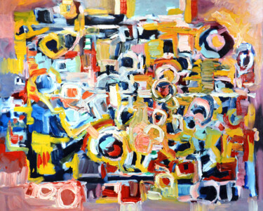 Painting titled "Feste di piazza" by Peppeluciani, Original Artwork, Oil