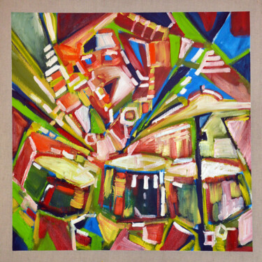 Pintura titulada "Jazz drummer" por Peppeluciani, Obra de arte original, Oleo