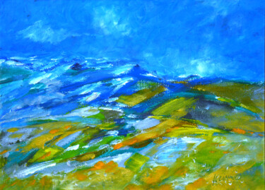 Painting titled "PAESAGGIO DELLE MAR…" by Peppeluciani, Original Artwork, Oil