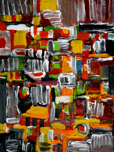 Painting titled "CITY" by Peppeluciani, Original Artwork, Oil