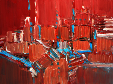 Pittura intitolato "RED CITY" da Peppeluciani, Opera d'arte originale, Olio