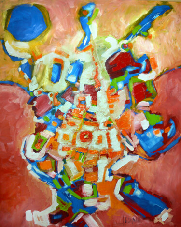 Schilderij getiteld "Astratto 2020/1" door Peppeluciani, Origineel Kunstwerk, Olie