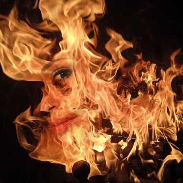 Fotografia intitolato "Fireface" da Peppeluciani, Opera d'arte originale, Fotografia manipolata
