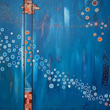 Malarstwo zatytułowany „M and H the blueish…” autorstwa Per Nylén, Oryginalna praca, Akryl Zamontowany na Panel drewniany