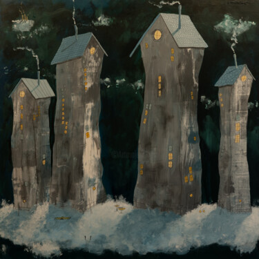 Картина под названием "Olles house up to t…" - Per Nylén, Подлинное произведение искусства, Акрил