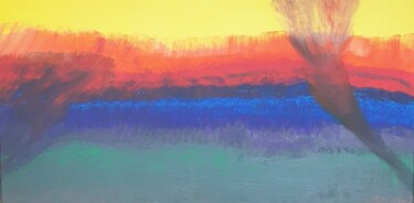Malerei mit dem Titel ""Feuerwand"" von Per Tor Heften Bis 1.8.24 In Thailand, Original-Kunstwerk, Acryl