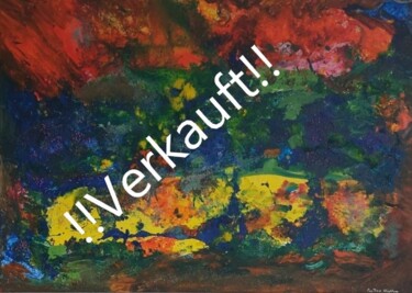 Malerei mit dem Titel ""Urknall"" von Per Tor Heften Bis 1.8.24 In Thailand, Original-Kunstwerk, Sand Auf Keilrahmen aus Hol…