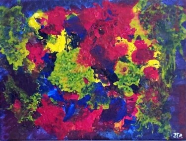 Painting titled ""Rosen"" by Per Tor Heften Bis 1.8.24 In Thailand, Original Artwork, Acrylic Mounted on Wood Stretcher frame