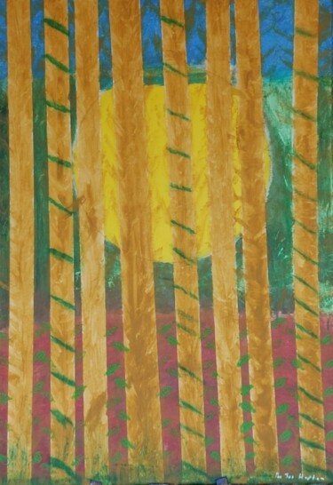 Malerei mit dem Titel ""Bambus in der Sonn…" von Per Tor Heften Bis 1.8.24 In Thailand, Original-Kunstwerk, Acryl Auf Keilra…