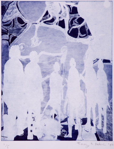 Gravures & estampes intitulée "Kurudi Nyumbani" par Percy Martin, Œuvre d'art originale, Eau-forte