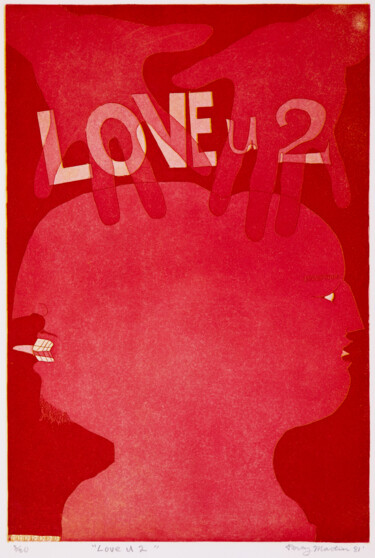 Printmaking titled "LOVE U 2" by Percy Martin, Original Artwork, Etching