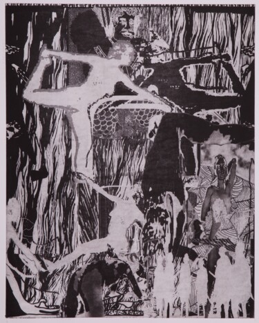 Gravures & estampes intitulée "Wacheza Taji" par Percy Martin, Œuvre d'art originale, Eau-forte