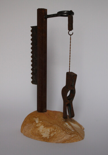 Sculpture titled "Jubilación, retraite" by Pere Marti, Original Artwork, Metals