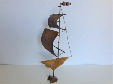 Sculpture titled "Velero antiguo" by Pere Marti, Original Artwork, Metals