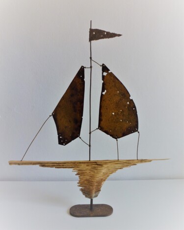 Escultura intitulada "Vaixell Velero Voil…" por Pere Marti, Obras de arte originais, Metais