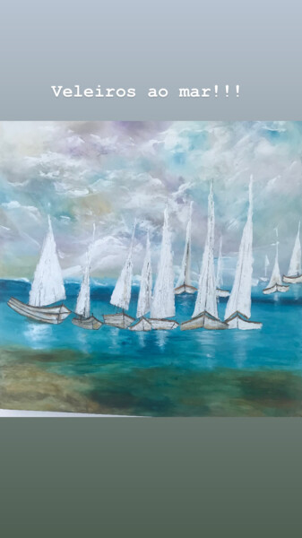Pintura intitulada "Veleiros ao mar" por Pereira, Obras de arte originais, Acrílico