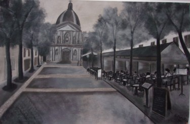 Drawing titled "La Sorbonne" by Anthony Perez, Original Artwork, Pastel