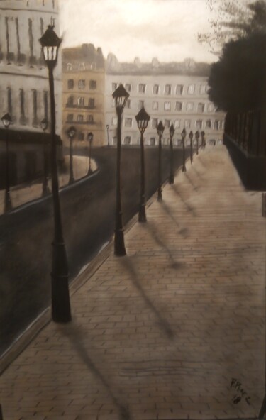 Tekening getiteld "Paris tôt le matin" door Anthony Perez, Origineel Kunstwerk, Pastel