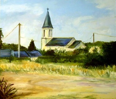 Peinture intitulée "Eglise de la Breill…" par Anthony Perez, Œuvre d'art originale, Huile