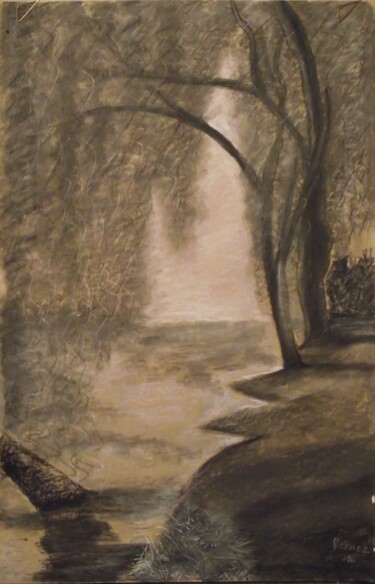 Drawing titled "Au bord de l'eau -…" by Anthony Perez, Original Artwork, Pastel