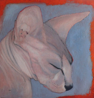 Painting titled "Sphynx cat nap" by Vanja Marojevic, Original Artwork, Acrylic
