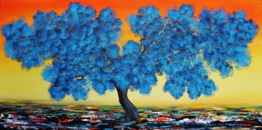 Pittura intitolato "Blue Blooming Tree.…" da Artstage, Opera d'arte originale