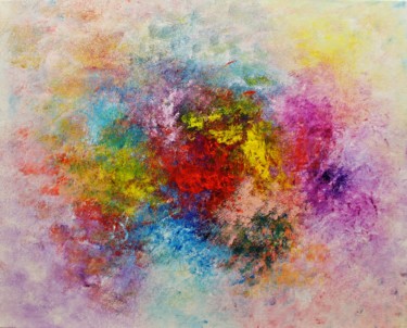 Pittura intitolato "Abstract red yellow…" da Artstage, Opera d'arte originale, Acrilico