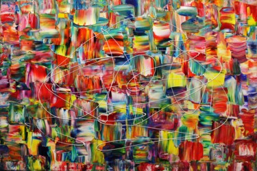 Painting titled "Abstract,orange,blu…" by Artstage, Original Artwork, Acrylic