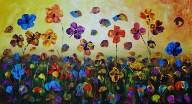 Painting titled "Flowers Oil Paintin…" by Artstage, Original Artwork, Acrylic