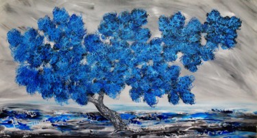 Painting titled "Blue tree.Chritsmas…" by Artstage, Original Artwork, Acrylic