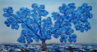 Pittura intitolato "Oil painting blue t…" da Artstage, Opera d'arte originale, Acrilico