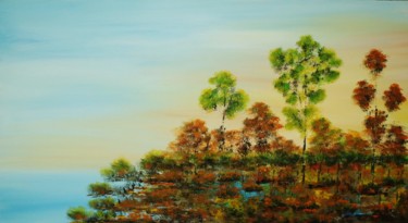 Painting titled "Landscape,painting…" by Artstage, Original Artwork, Acrylic