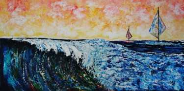 Painting titled "Ocean wave,painting…" by Artstage, Original Artwork, Acrylic