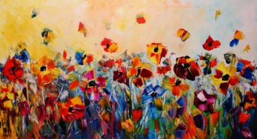 Pittura intitolato "Flowers Oil Paintin…" da Artstage, Opera d'arte originale, Acrilico