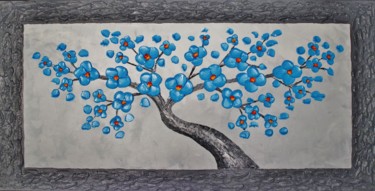 Painting titled "Blue flower Bloomin…" by Artstage, Original Artwork, Acrylic