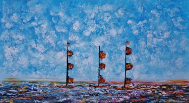 Painting titled "Navigation at sea,p…" by Artstage, Original Artwork, Acrylic