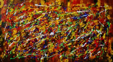 Pittura intitolato "Abstract,red,yellow…" da Artstage, Opera d'arte originale, Acrilico