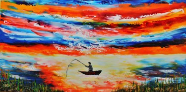 Peinture intitulée "Boat sea." par Artstage, Œuvre d'art originale, Acrylique