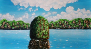 Картина под названием "Landscape,and sea." - Artstage, Подлинное произведение искусства, Масло