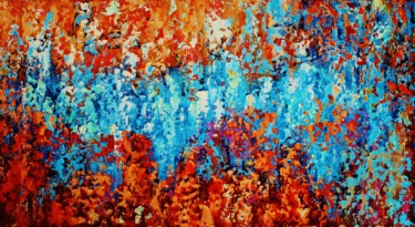 Картина под названием "Abstract,red,yellow…" - Artstage, Подлинное произведение искусства, Акрил