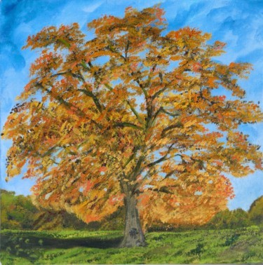 Painting titled "Autum's Delight" by Kangana W, Original Artwork, Oil