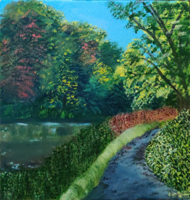 Painting titled "Soothing Meadows" by Kangana W, Original Artwork, Oil