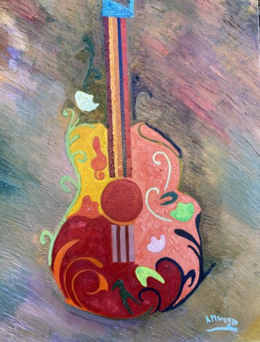 Schilderij getiteld "My Dream Guitar" door Perfectstrokes, Origineel Kunstwerk, Olie