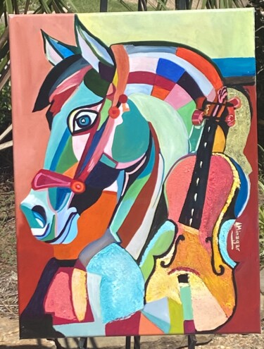 Painting titled "Violin Horse" by Perfectstrokes, Original Artwork, Oil