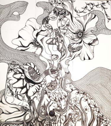 Zeichnungen mit dem Titel "Untitled" von Periferal Visionz, Original-Kunstwerk, Tinte