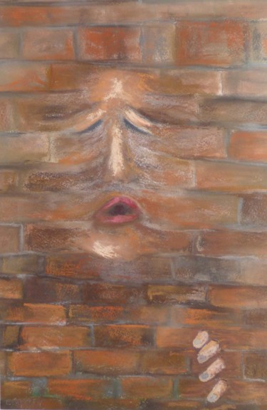 Peinture intitulée "L'homme tête de bri…" par Christian Battini, Œuvre d'art originale, Pastel